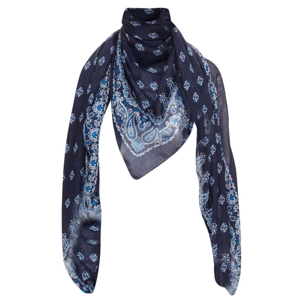 Saint Laurent 2016 Blue Cashmere Paisley Scarf